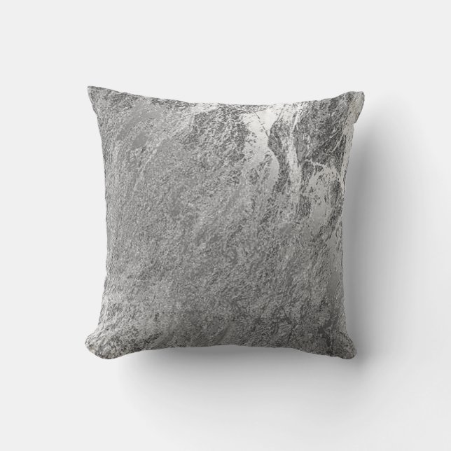 Coussin Abstrait gris argenté Monochrom VIP Marble Pastel (Recto)