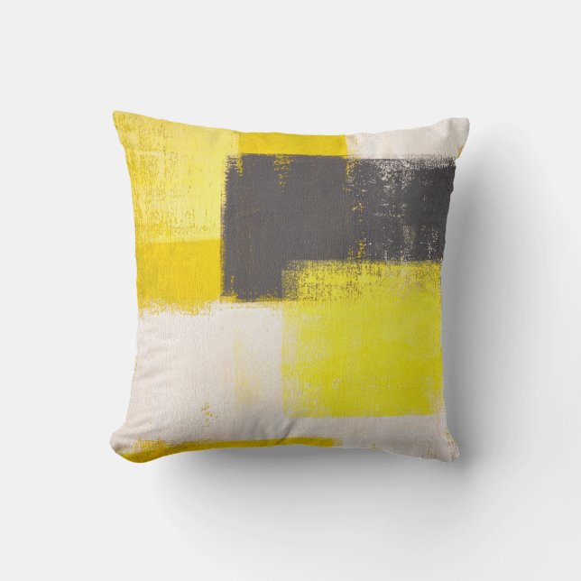 coussin Abstrait gris et jaune "Simply Modern" (Recto)