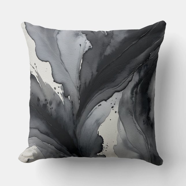 Coussin Abstrait gris et noir (Recto)