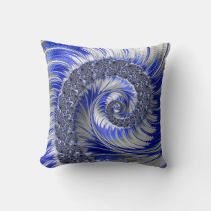 Coussin Abstrait gris gris blanc spirale fractale