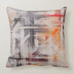 Coussin Abstrait gris-noir orange