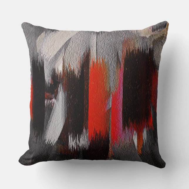 Coussin Abstrait gris rouge (Recto)