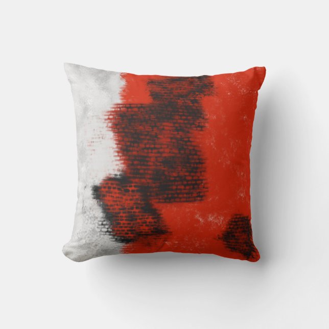 coussin Abstrait gris, rouge et noir (Recto)