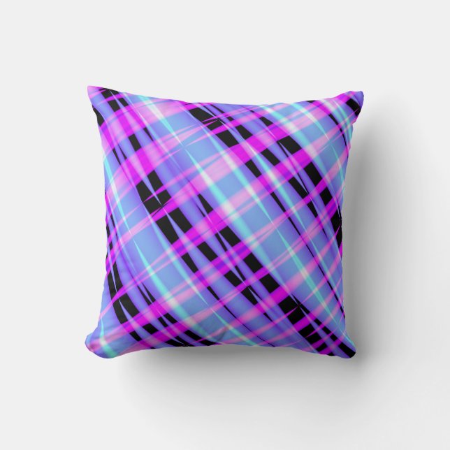 Coussin Abstrait Icy rose chaud bleu et noir (Recto)