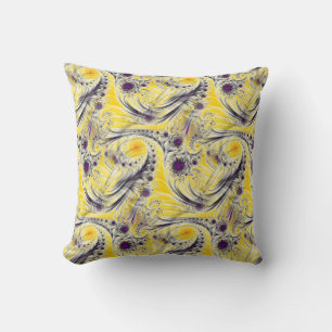 Coussin Abstrait Jaune Fractal Art