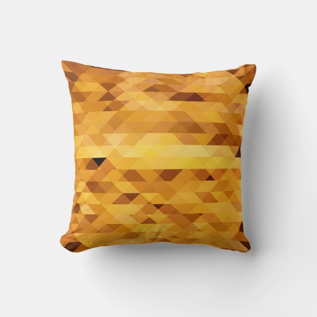 Coussin Abstrait jaune orange mosaïque numérique polygonal (Recto)