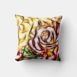 Coussin Abstrait Jaune Rose Lumière Artistique Floral Glow