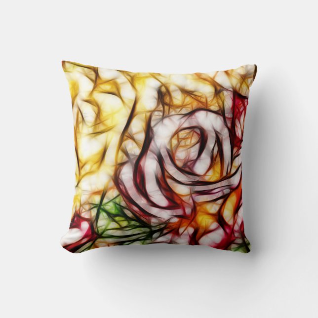Coussin Abstrait Jaune Rose Lumière Artistique Floral Glow (Recto)