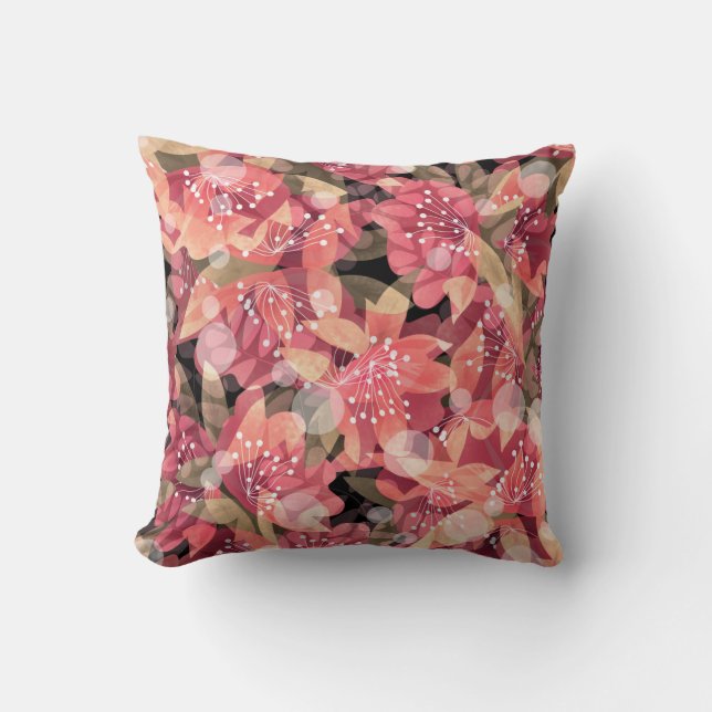 Coussin Abstrait joli joli rose fleurs design floral (Recto)