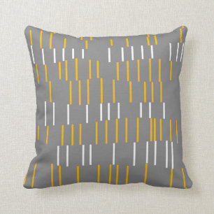 Coussin Abstrait, lignes verticales, gris, jaune, blanc