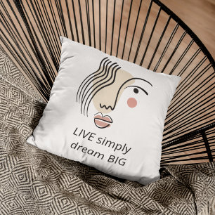 Coussin Abstrait Line Art Face Live Simply Dream Gros Devi