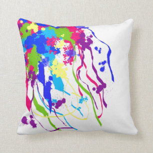 Coussin abstrait lumineux et coloré d'éclaboussu