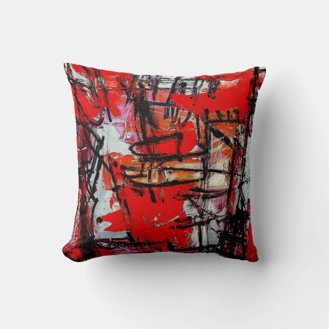 Coussin abstrait Mauvais-Rouge (Recto)