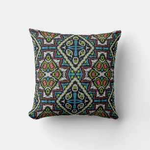 Coussin Abstrait mexicaine tribale rétro african ethno tra
