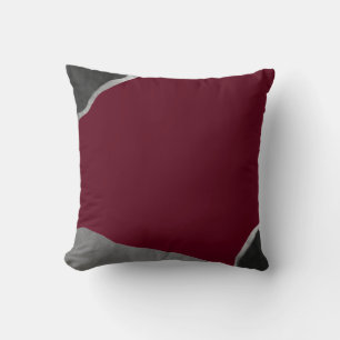 Coussin Abstrait minimaliste en gris argenté bordeaux