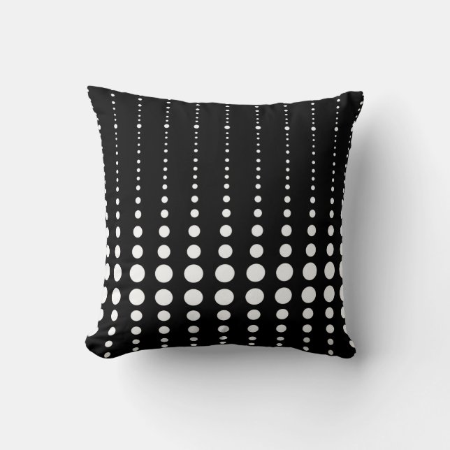 Coussin Abstrait moderne design noir lignes blanches point (Recto)