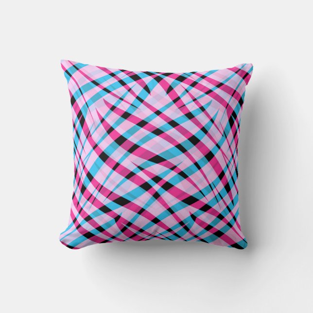 Coussin Abstrait moderne géométrique rayé brillant été (Recto)