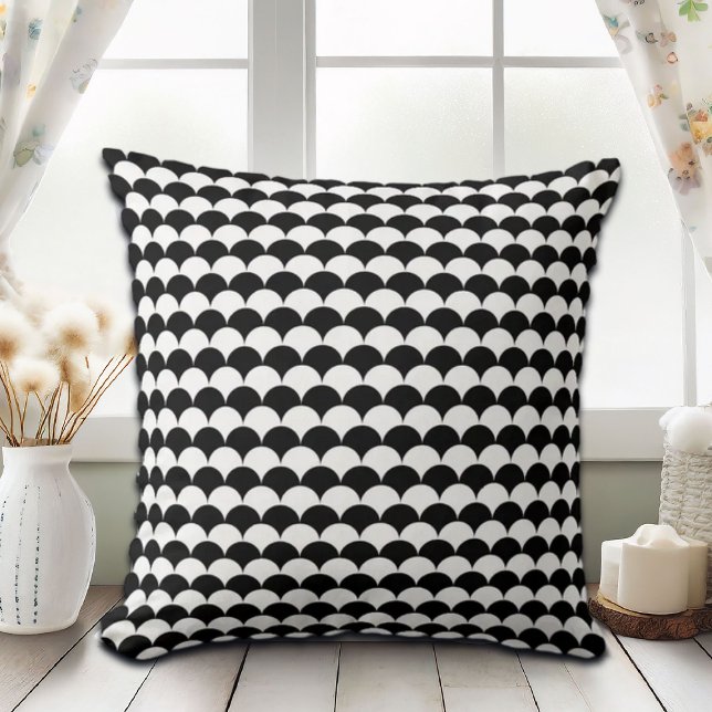 Coussin Abstrait moderne noir et blanc (Créateur téléchargé)