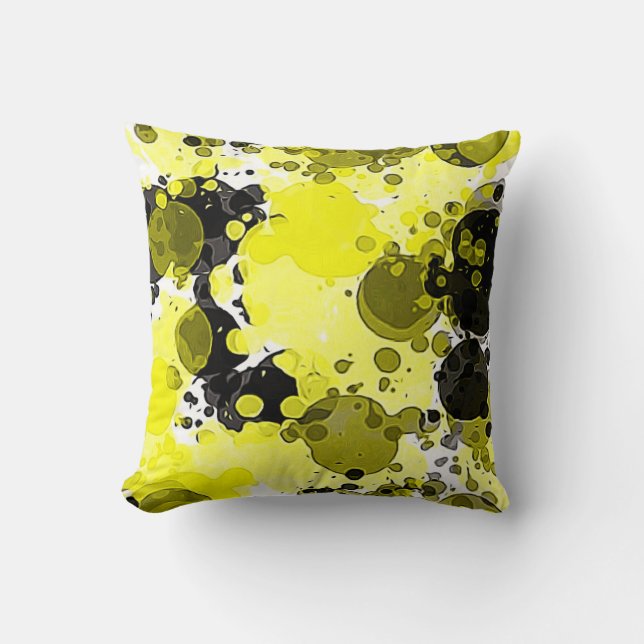 Coussin Abstrait moderne Peinture Jaune et Noir (Recto)