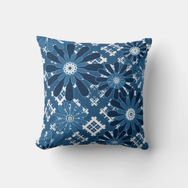 Coussin Abstrait moderne sans couture à damiers plaid bl f (Recto)