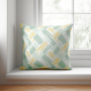 Coussin Abstrait Moderne Vert et Jaune