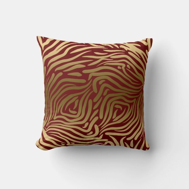 Coussin Abstrait moderne Zebra Burgundy Arrière - plan (Recto)