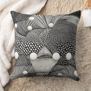 Coussin Abstrait monochrome noir blanc organique géométriq