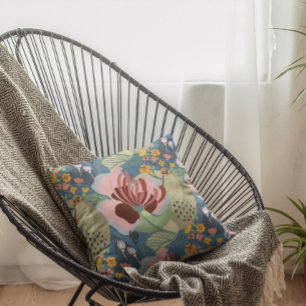 Coussin Abstrait motif de fleurs exotiques