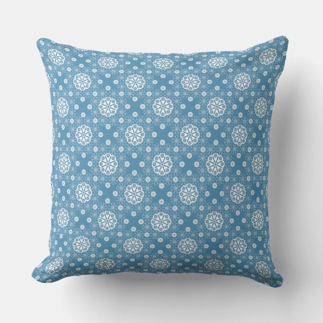 Coussin Abstrait motif floral ouvert en col bleu clair (Recto)