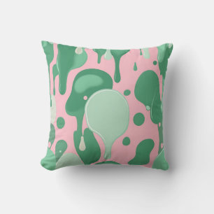Coussin Abstrait motif goutte à goutte rose menthe verte f