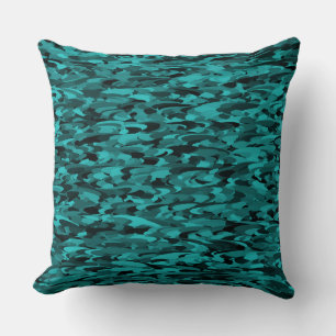 Coussin Abstrait Motif Turquoise Noir