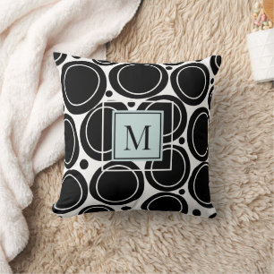 Coussin Abstrait Noir Blanc Bleu bébé