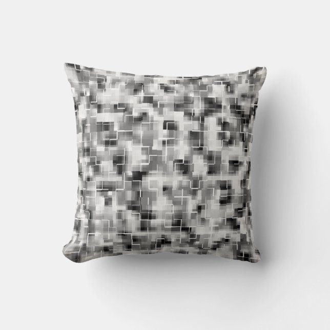 Coussin Abstrait noir blanc gris (Recto)
