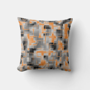 Coussin Abstrait noir blanc gris orange