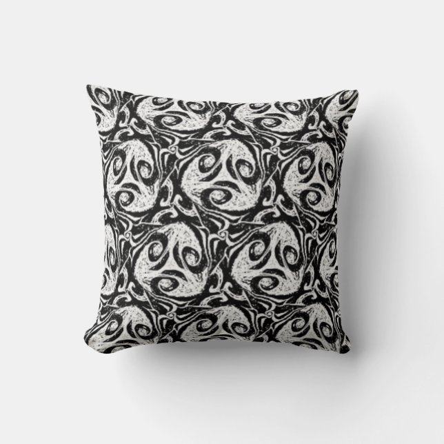 Coussin Abstrait noir et blanc intense et cosy (Recto)