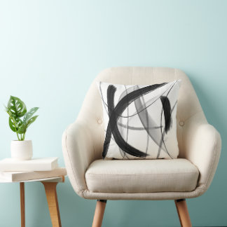 Coussin Abstrait noir et blanc moderne
