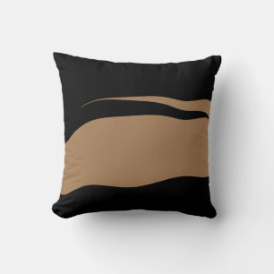 Coussin Abstrait noir et léger Brown Wavy