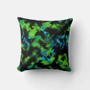 Coussin Abstrait noir et vert