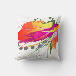 Coussin Abstrait Oiseau de Paradise Paint Splatters