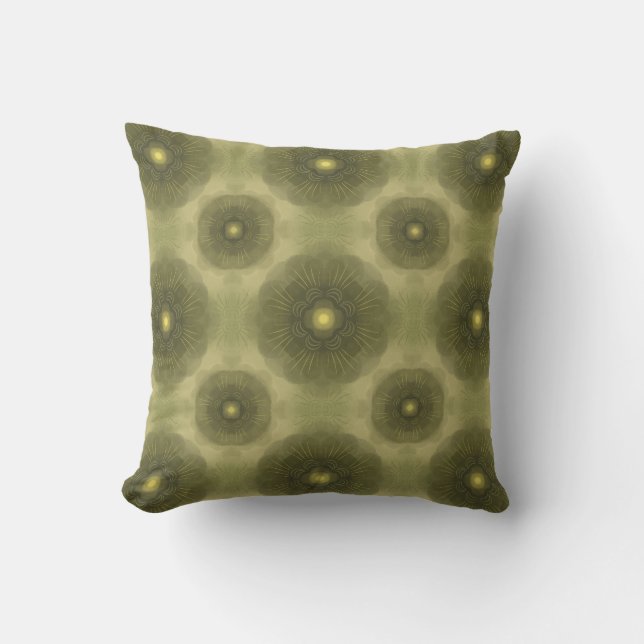 Coussin Abstrait Olive Green Flower Motif sans couture (Recto)