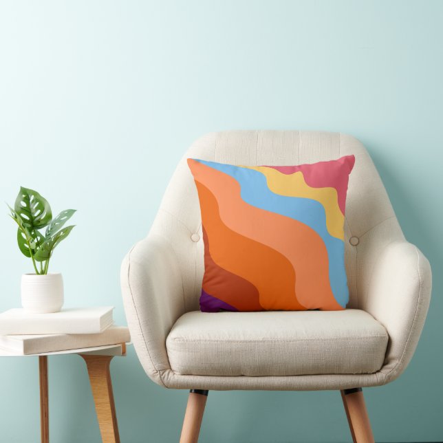 Coussin Abstrait ondulé coloré (Chaise)