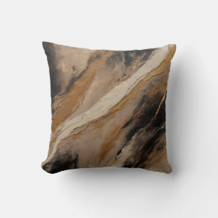Coussin Abstrait Or Noir Beige