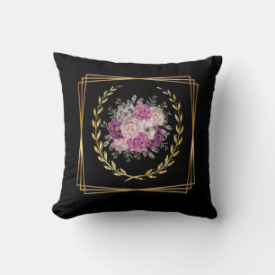 Coussin Abstrait Or Noir Fleur Florale Violet Bohème Tenda