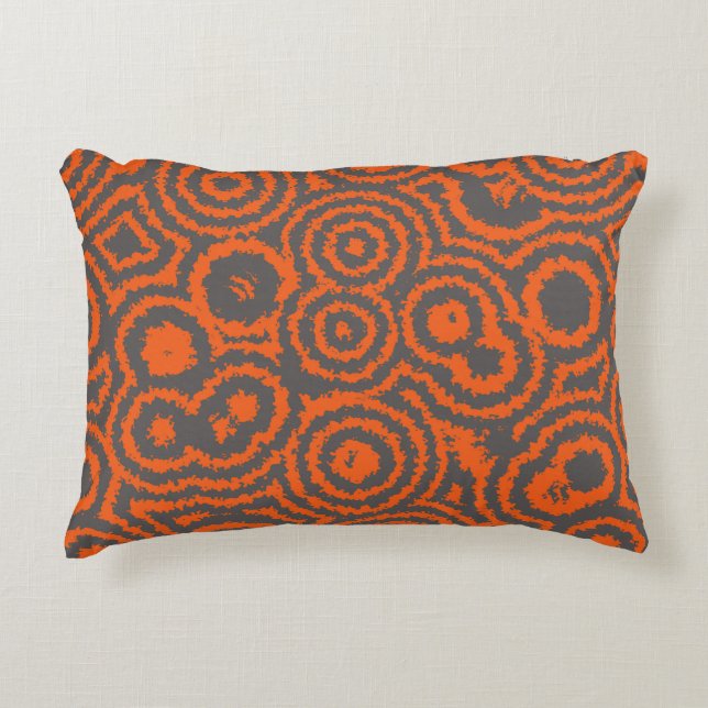 coussin abstrait orange et gris (Devant)