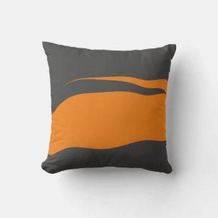 Coussin Abstrait orange et gris foncé ondulé