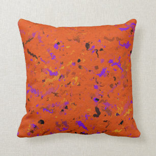Coussin Abstrait orange, jaune, violet et noir 