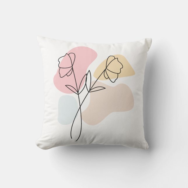 Coussin Abstrait Pastel Floral (Recto)