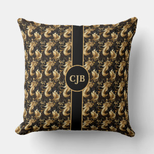 Coussin Abstrait Personnalisé Or et Noir