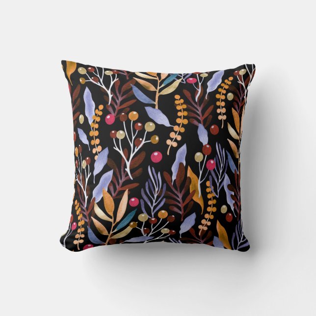 Coussin Abstrait Plantes d'aquarelle herbes Motif (Recto)