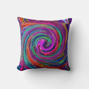 Coussin Abstrait Rétro Groovy Magenta Foncé Tourbillon Arc